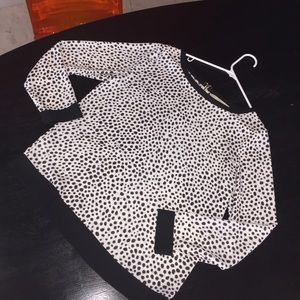 Ann Taylor LOFT Black White Animal Print Blouse M